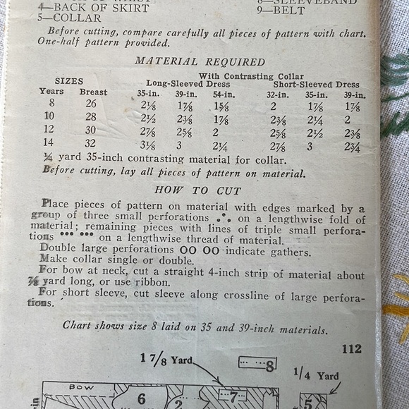 New York Pattern 112 Girl’s & Junior’s dress sewing pattern ca1930’s - Picture 5 of 8